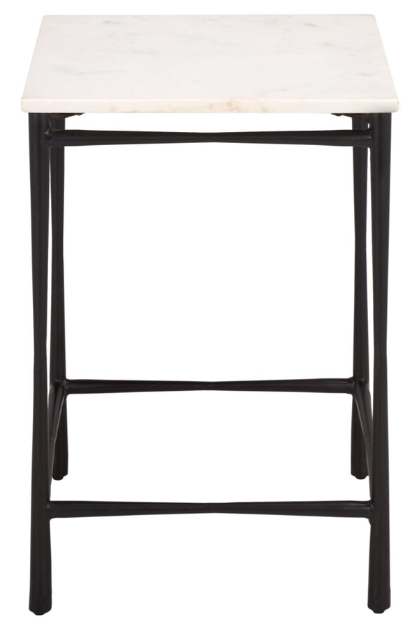 Safavieh Nadezhda Genuine Marble Top Accent Table with Slim Matte Black Metal Base for Modern Spaces ACC3756A
