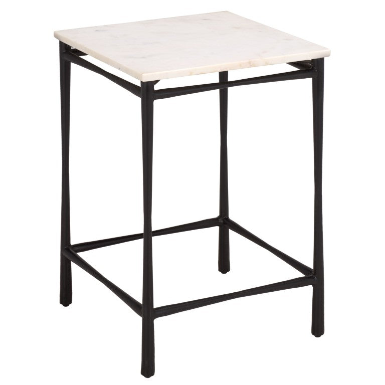 Safavieh Nadezhda Genuine Marble Top Accent Table with Slim Matte Black Metal Base for Modern Spaces ACC3756A