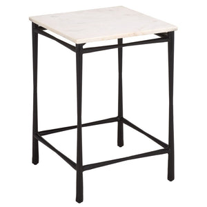 Safavieh Nadezhda Genuine Marble Top Accent Table with Slim Matte Black Metal Base for Modern Spaces ACC3756A