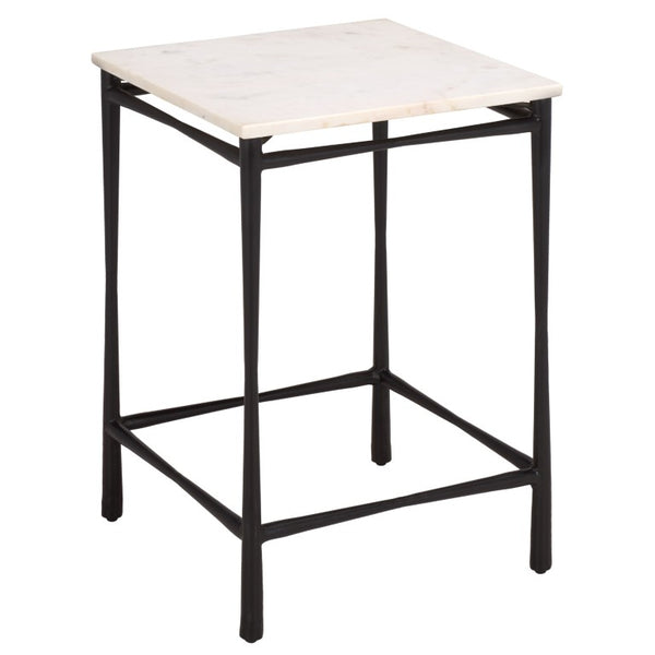 Safavieh Nadezhda Genuine Marble Top Accent Table with Slim Matte Black Metal Base for Modern Spaces ACC3756A