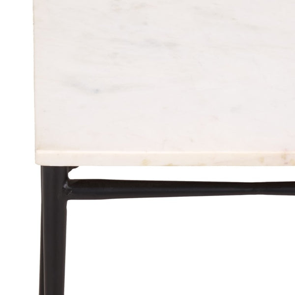 Safavieh Nadezhda Genuine Marble Top Accent Table with Slim Matte Black Metal Base for Modern Spaces ACC3756A