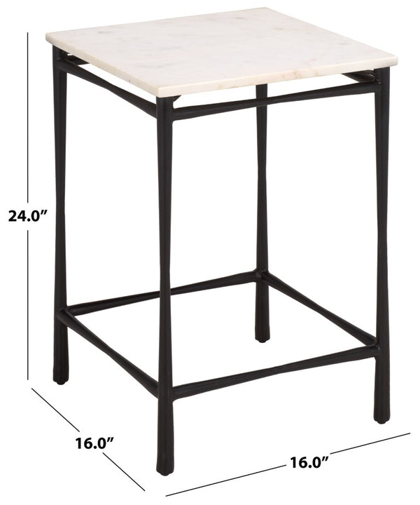 Safavieh Nadezhda Genuine Marble Top Accent Table with Slim Matte Black Metal Base for Modern Spaces ACC3756A