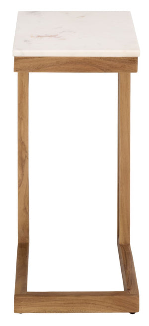 Safavieh Zinaida Genuine Marble Top Side Table with Wood Base for Modern Living Spaces ACC3757A