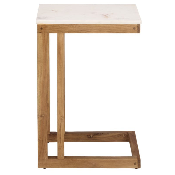 Safavieh Zinaida Genuine Marble Top Side Table with Wood Base for Modern Living Spaces ACC3757A