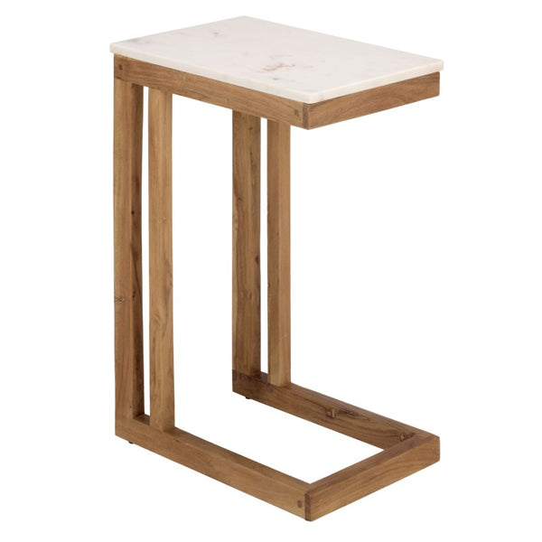 Safavieh Zinaida Genuine Marble Top Side Table with Wood Base for Modern Living Spaces ACC3757A