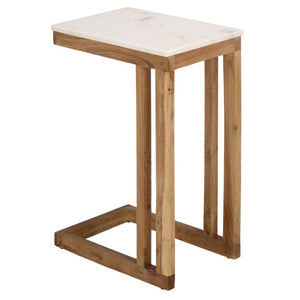 Safavieh Zinaida Genuine Marble Top Side Table with Wood Base for Modern Living Spaces ACC3757A