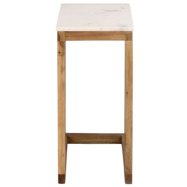 Safavieh Zinaida Genuine Marble Top Side Table with Wood Base for Modern Living Spaces ACC3757A