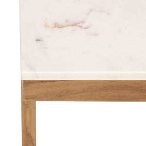 Safavieh Zinaida Genuine Marble Top Side Table with Wood Base for Modern Living Spaces ACC3757A
