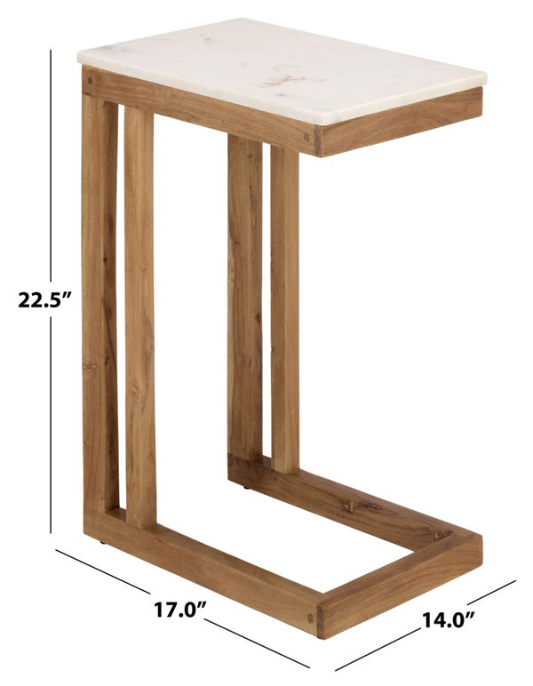 Safavieh Zinaida Genuine Marble Top Side Table with Wood Base for Modern Living Spaces ACC3757A