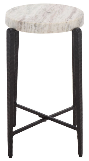 Safavieh Yaroslava Genuine Marble Top Accent Table with Sleek Black Metal Base for Modern Interiors ACC3763A