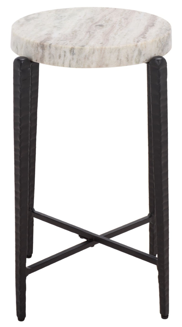 Safavieh Yaroslava Genuine Marble Top Accent Table with Sleek Black Metal Base for Modern Interiors ACC3763A