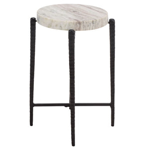 Safavieh Yaroslava Genuine Marble Top Accent Table with Sleek Black Metal Base for Modern Interiors ACC3763A