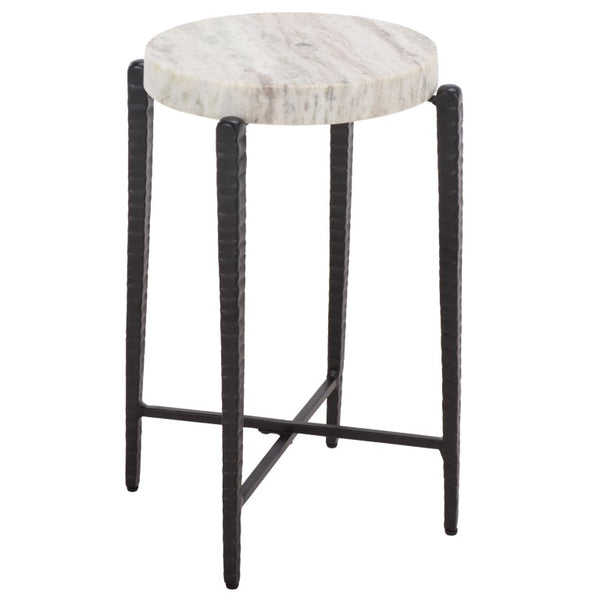 Safavieh Yaroslava Genuine Marble Top Accent Table with Sleek Black Metal Base for Modern Interiors ACC3763A