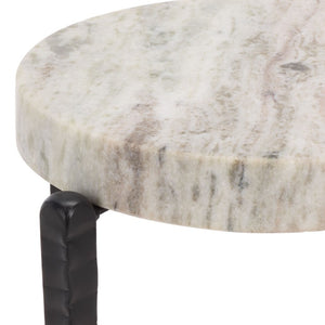 Safavieh Yaroslava Genuine Marble Top Accent Table with Sleek Black Metal Base for Modern Interiors ACC3763A