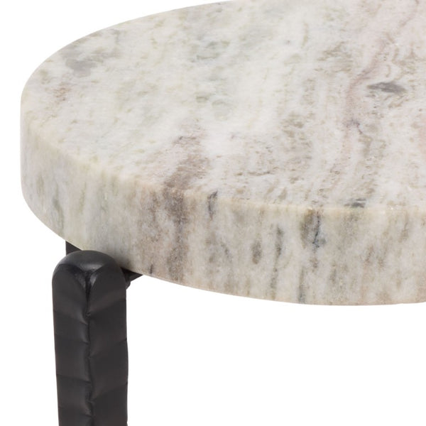 Safavieh Yaroslava Genuine Marble Top Accent Table with Sleek Black Metal Base for Modern Interiors ACC3763A