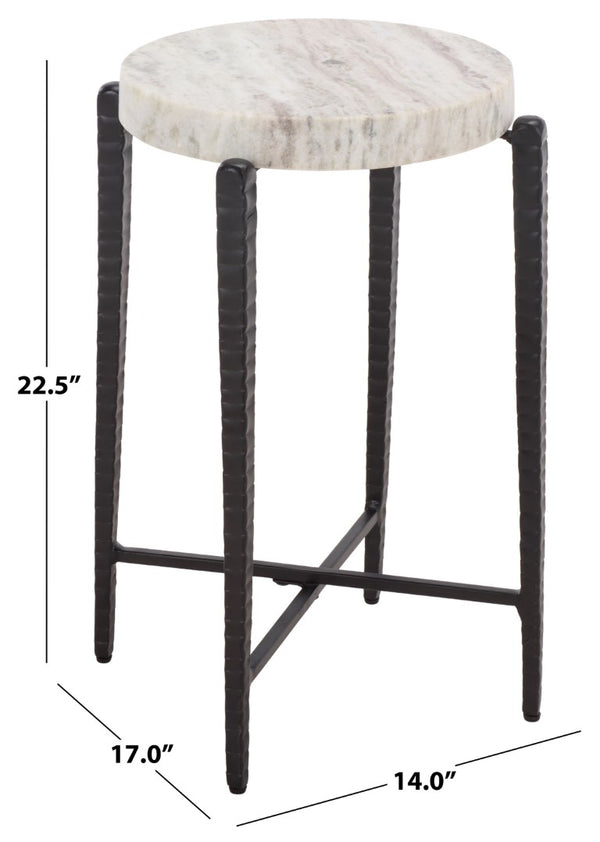 Safavieh Yaroslava Genuine Marble Top Accent Table with Sleek Black Metal Base for Modern Interiors ACC3763A