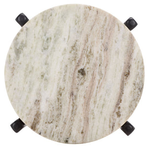 Safavieh Yaroslava Genuine Marble Top Accent Table with Sleek Black Metal Base for Modern Interiors ACC3763A