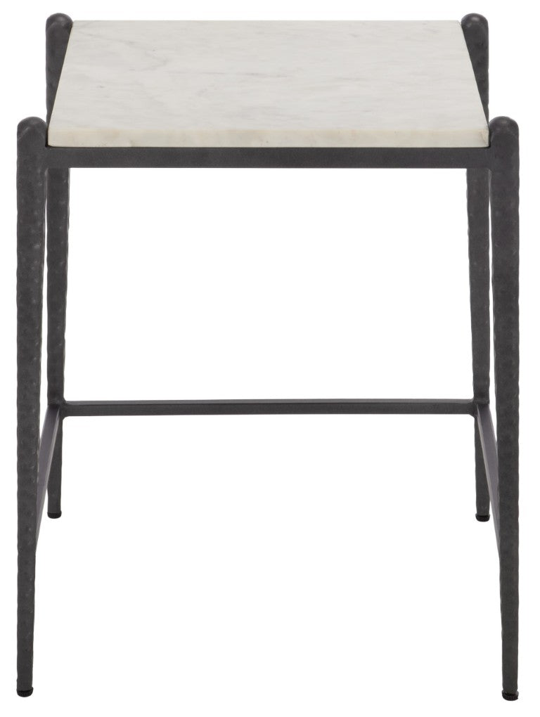 Safavieh Enzi White Marble Iron Leg Accent Table for Living Room Bedroom or Study Corner ACC3764A