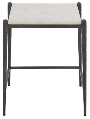Safavieh Enzi White Marble Iron Leg Accent Table for Living Room Bedroom or Study Corner ACC3764A