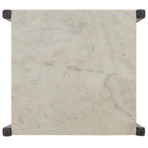 Safavieh Enzi White Marble Iron Leg Accent Table for Living Room Bedroom or Study Corner ACC3764A