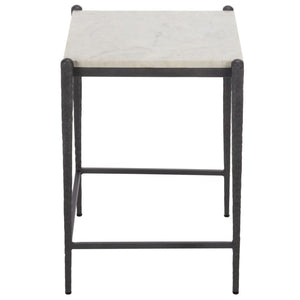 Safavieh Enzi White Marble Iron Leg Accent Table for Living Room Bedroom or Study Corner ACC3764A