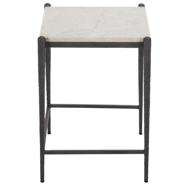 Safavieh Enzi White Marble Iron Leg Accent Table for Living Room Bedroom or Study Corner ACC3764A