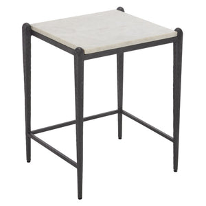 Safavieh Enzi White Marble Iron Leg Accent Table for Living Room Bedroom or Study Corner ACC3764A