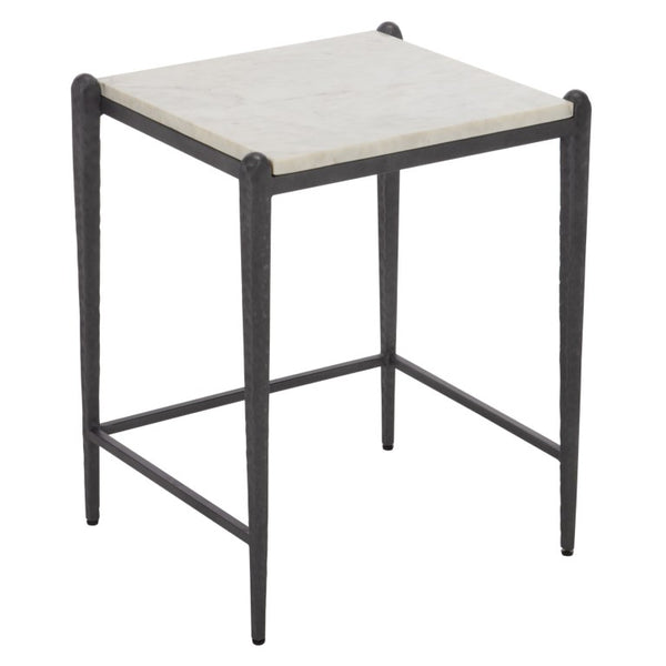 Safavieh Enzi White Marble Iron Leg Accent Table for Living Room Bedroom or Study Corner ACC3764A