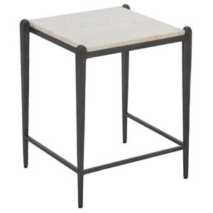 Safavieh Enzi White Marble Iron Leg Accent Table for Living Room Bedroom or Study Corner ACC3764A