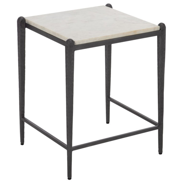 Safavieh Enzi White Marble Iron Leg Accent Table for Living Room Bedroom or Study Corner ACC3764A