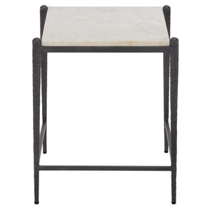 Safavieh Enzi White Marble Iron Leg Accent Table for Living Room Bedroom or Study Corner ACC3764A