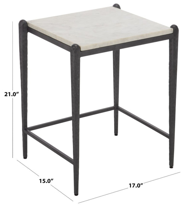 Safavieh Enzi White Marble Iron Leg Accent Table for Living Room Bedroom or Study Corner ACC3764A