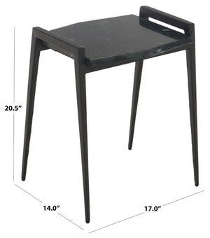 Safavieh Cari Green Marble Top Iron Frame Accent Table for Modern and Transitional Interiors ACC3765A