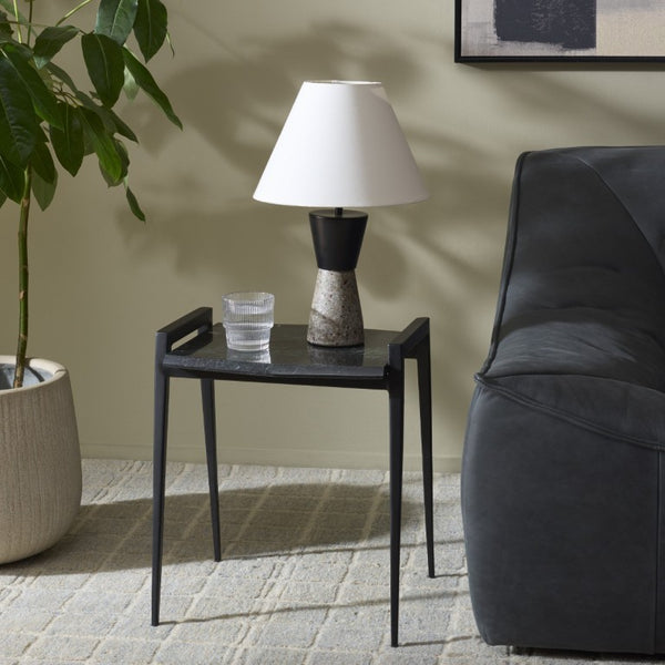 Safavieh Cari Green Marble Top Iron Frame Accent Table for Modern and Transitional Interiors ACC3765A