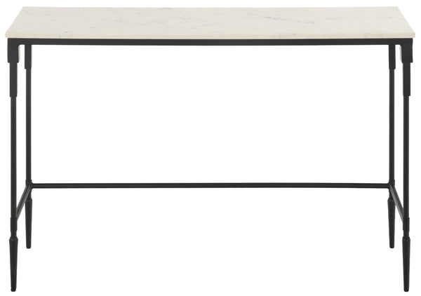Safavieh Brooke White Marble and Black Iron Console Table for Entryways and Modern Interiors ACC3768A