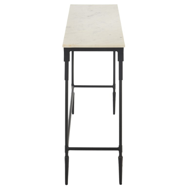 Safavieh Brooke White Marble and Black Iron Console Table for Entryways and Modern Interiors ACC3768A