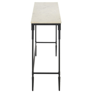 Safavieh Brooke White Marble and Black Iron Console Table for Entryways and Modern Interiors ACC3768A