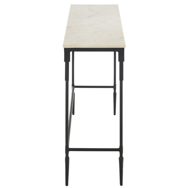 Safavieh Brooke White Marble and Black Iron Console Table for Entryways and Modern Interiors ACC3768A