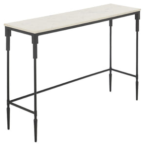 Safavieh Brooke White Marble and Black Iron Console Table for Entryways and Modern Interiors ACC3768A