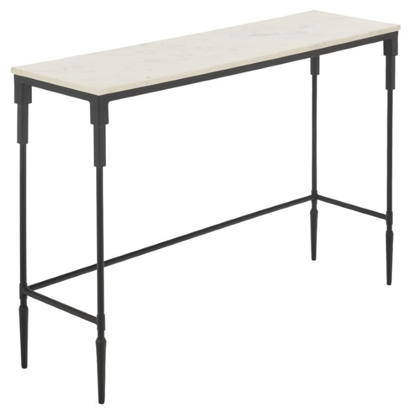 Safavieh Brooke White Marble and Black Iron Console Table for Entryways and Modern Interiors ACC3768A