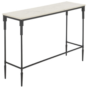 Safavieh Brooke White Marble and Black Iron Console Table for Entryways and Modern Interiors ACC3768A