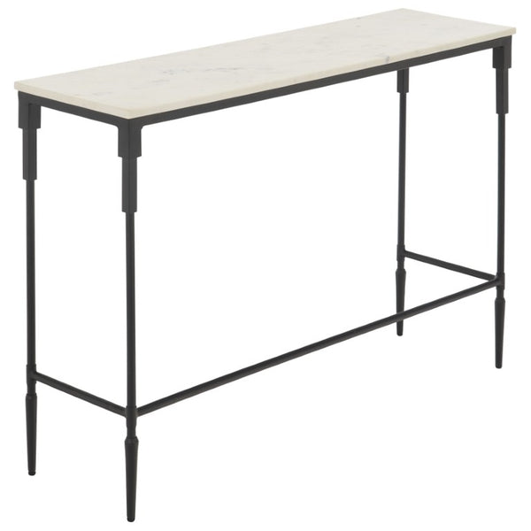 Safavieh Brooke White Marble and Black Iron Console Table for Entryways and Modern Interiors ACC3768A