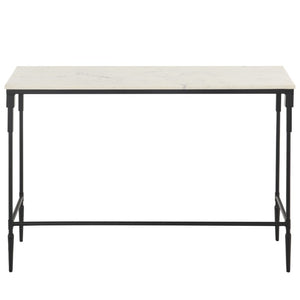 Safavieh Brooke White Marble and Black Iron Console Table for Entryways and Modern Interiors ACC3768A