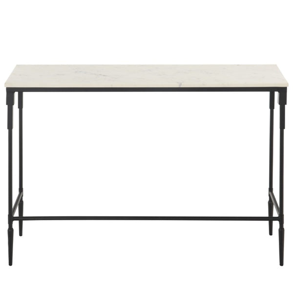 Safavieh Brooke White Marble and Black Iron Console Table for Entryways and Modern Interiors ACC3768A