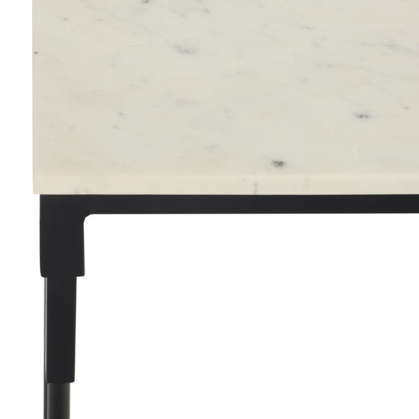 Safavieh Brooke White Marble and Black Iron Console Table for Entryways and Modern Interiors ACC3768A