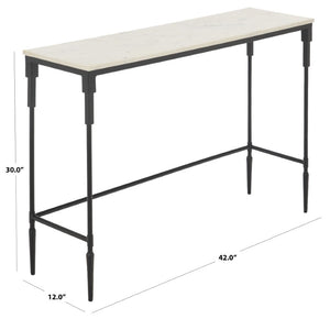 Safavieh Brooke White Marble and Black Iron Console Table for Entryways and Modern Interiors ACC3768A