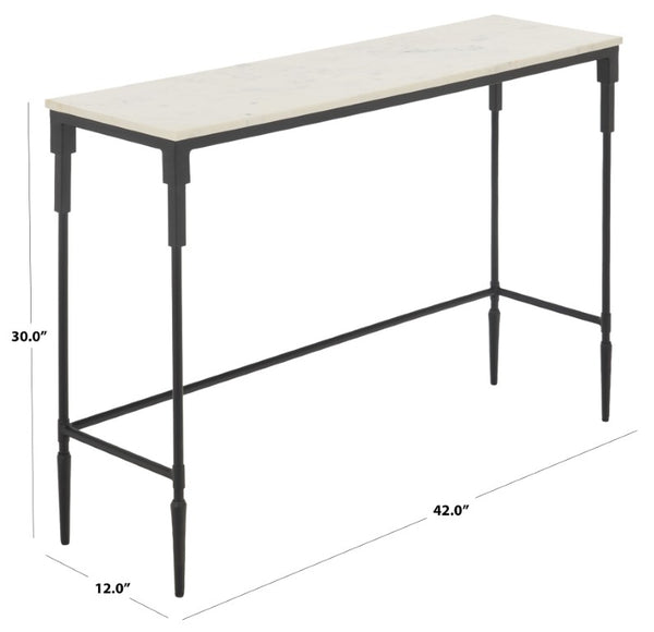 Safavieh Brooke White Marble and Black Iron Console Table for Entryways and Modern Interiors ACC3768A
