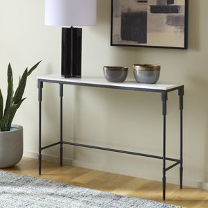 Safavieh Brooke White Marble and Black Iron Console Table for Entryways and Modern Interiors ACC3768A