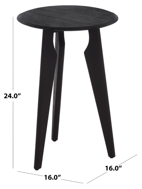 Safavieh Agnes Solid Mango Wood Accent Table Matte Black Finish for Living Room or Entryway ACC3770A