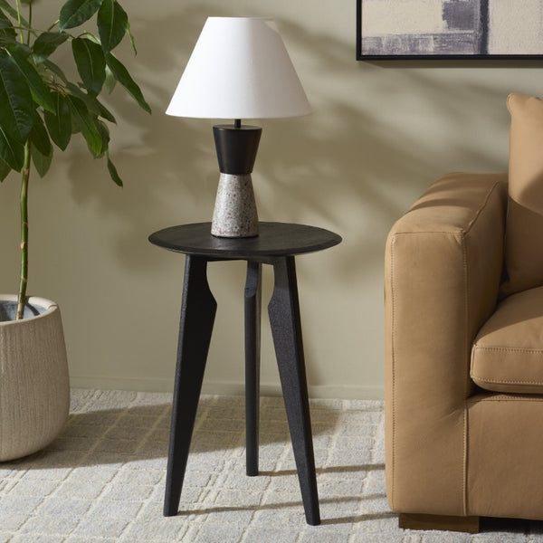 Safavieh Agnes Solid Mango Wood Accent Table Matte Black Finish for Living Room or Entryway ACC3770A